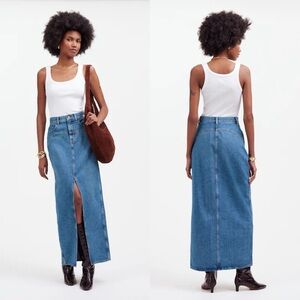 NWT Madewell Denim Western Maxi Skirt in Emario Wash country Cowgirl Rodeo Y2K